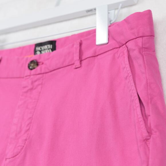 SCOTCH & SODA Stuart 9" Chino Shorts Organic Cotton Preppy Golf Pink Mens Sz 34 - Picture 2 of 11